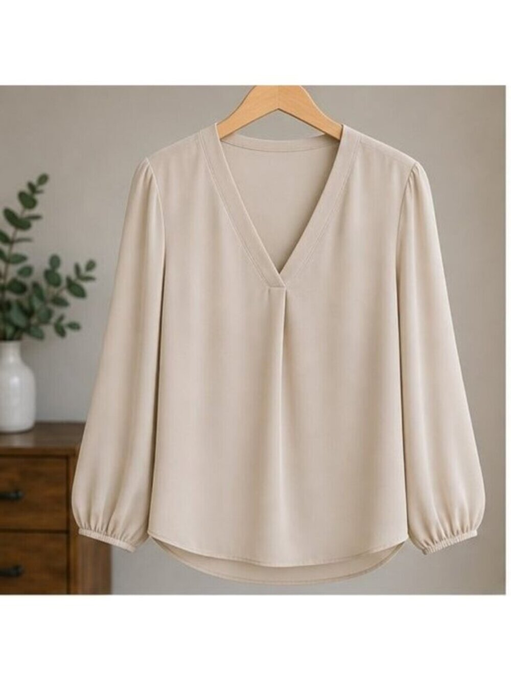 Sand V Neck Top